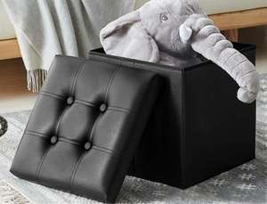 Otomana Plegable Pequeña con Almacenamiento, Reposapiés Cuadrado Tipo Cubo, Otomana Plegable con Caja de Almacenamiento - Product Image 4