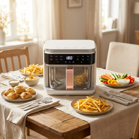 Four à friture à air chaud en verre pour l'exportation, Friteuse à air numérique visible, Cuisson sans huile, Température et minuterie, Logo personnalisé
