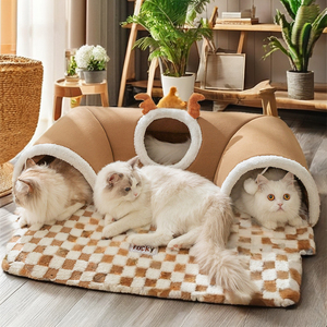 Nouvelle vente chaude de haute qualité chat Tunnel <span class=keywords><strong>Anti</strong></span>-<span class=keywords><strong>Stress</strong></span> pliable Tunnel fourrure lit pour animaux de compagnie Premium jouets pour animaux de compagnie - Product Image 1