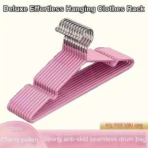 Porte-vêtements suspendu de luxe sans effort avec crochets en plastique, couleur pollen de cerisier, 40g, cœur épais et solide, antidérapant, sac enrouleur sans couture - Product Image 4