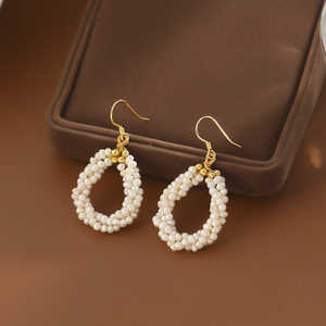Pendientes de Perlas de Agua Dulce Hechos a Mano con Cuentas de Arroz Pequeñas, Joyería Tejida de Moda - Product Image 4