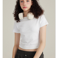 Crop top d'été uni, coupe ajustée, en coton, manches raglan, pour logo personnalisé brodé