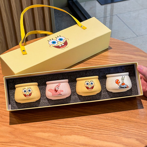 4個セットティーコーヒーミルクカップセラミックマグ高外観ギフトボックスセットセラミック漫画磁器カップ子供用カップ - Product Image 4