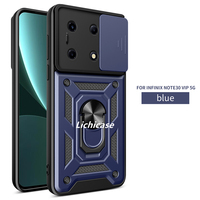 Coque de téléphone antichoc de protection d'objectif de Lichicase pour Infinix NOTE 30 VIP 5G couverture de fenêtre coulissante avec béquille
