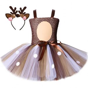 Baige Venta caliente vestido <span class=keywords><strong>de</strong></span> rendimiento <span class=keywords><strong>de</strong></span> lujo para niñas disfraces <span class=keywords><strong>de</strong></span> ciervo <span class=keywords><strong>de</strong></span> tul <span class=keywords><strong>con</strong></span> diadema vestidos <span class=keywords><strong>de</strong></span> tutú <span class=keywords><strong>de</strong></span> Navidad para niños - Product Image 2