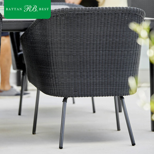 Sedia da <span class=keywords><strong>Esterno</strong></span> Moderna in Vimini Intrecciato Grigio <span class=keywords><strong>Antracite</strong></span> con Gambe Sottili in Metallo per Lounge sul Tetto - Product Image 5