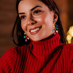 Sparkling Multicolor Rhinestone Zircon Christmas <b>Lantern</b> Leaf Drop Earrings Bohemian Inlaid Crystal Stud Earrings Women Wedding - Product Image 5