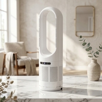 Ventilateur portable sans pales avec télécommande et contrôle par application, en plastique, silencieux, refroidi par eau, ions négatifs et mode veille pour la maison/le dortoir