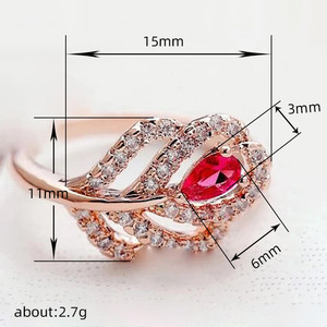 Bague en forme de plume de phénix pour femmes, bijoux élégants et luxueux à la mode - Product Image 5