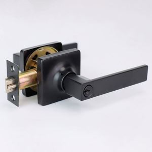 ชุดมือจับประตูแบบสี่เหลี่ยม WEKIS ขายดี พร้อมชุดล็อคแบบปิดบัง  อะไหล่ฮาร์ดแวร์เฟอร์นิเจอร์  วัสดุโลหะผสมสังกะสี  แบบไม่ใช้กุญแจ สีดำ สำหรับประตูไม้ - Product Image 6