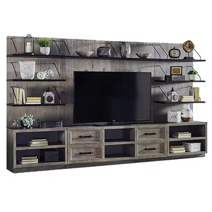 Mobile TV in Legno su Misura per <span class=keywords><strong>Soggiorno</strong></span>, Design Moderno e Modulare con <span class=keywords><strong>Vetrina</strong></span> e Spazio di Archiviazione - Product Image 5