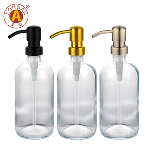 Long nhãn Matte Đen Shinny đen 16oz <span class=keywords><strong>500ml</strong></span> Boston Vòng dầu gội Lotion chai thủy tinh xà phòng <span class=keywords><strong>Dispenser</strong></span> với kim loại bơm - Product Image 4