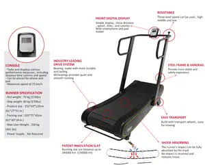 air runner treadmill with motorless and innovated slats curved treadmill for home/commercial best price manual running machine