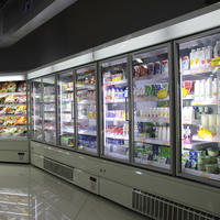 Réfrigérateur commercial à portes vitrées, refroidissement par air, dégivrage automatique, étagères réglables, refroidisseur de boissons