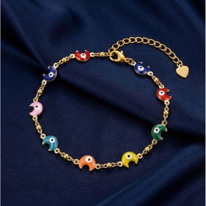 Nueva Pulsera de Tobillo de Acero Inoxidable con Esmalte, Diseño <span class=keywords><strong>Pac</strong></span>-<span class=keywords><strong>Man</strong></span>, Ajustable, Impermeable e Hipoalergénica para Mujer - Product Image 2