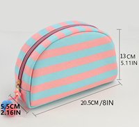 Nouvelle Trousse de Maquillage Classique en Toile Imprimée à Rayures avec Fermeture Éclair, Sac de Rangement Cosmétique Portable Résistant à l'Eau