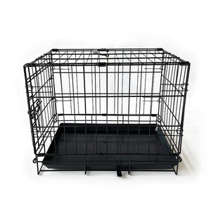 Vente chaude transporteur pour animaux de compagnie grande Cage pour animaux de compagnie en acier caisse pour chien robuste pliable en métal grand chien chat Cage avec plateau - Product Image 1