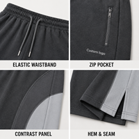 Pantalon de survêtement en molleton français à blocs de couleur personnalisés, coupe large avec ourlet fendu, pour hommes, marque privée pour tenues streetwear