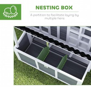 Para gallinero de madera, caja de anidación impermeable de 39 pulgadas con bandeja extraíble, para exteriores, color gris claro, para 4-6 gallinas y animales pequeños - Product Image 4