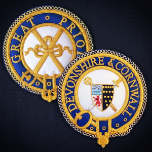 Custom Embroidered Circular Eco-Friendly Masonic Patch Sew-On <b>Badge</b> Blue Gold Fabric Classical Design Garment Application for - Product Image 1