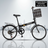Nouveau design, vélo pliant portable pas cher pour adultes, 20 pouces, 7 vitesses, frein V, panier, léger