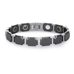 Pulsera magnética de cerámica de estilo clásico para el cuidado de la salud, pulsera de acero inoxidable para hombres a la moda - Product Image 1