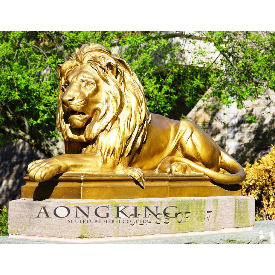 Custom Gold Color Bronze Lion Statue - High-Quality Metal