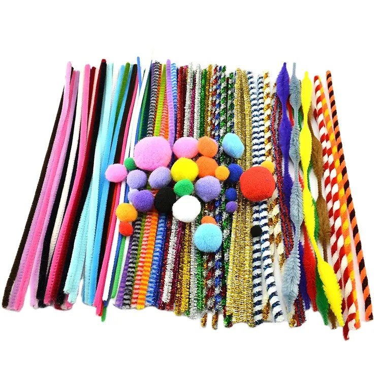Latest 100pcs Christmas Wire Pipe Cleaner Cleaners Crafts Chenille Stems for Kindergarten DIY Art Craft Decorations