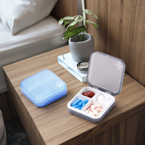 Wholesale Medibox 4 Compartment PP Child-Resistant 7-Day Pill <b>Box</b> Portable <b>Mini</b> Travel Medicine Organizer for Pills Vitamins - Product Image 2