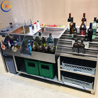 Bar Mobile Pliable Professionnel, Comptoir de Fête Robuste, Barman Robot Cocktail, Station Pliante