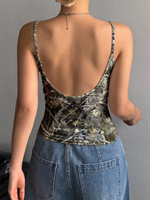 Top Corto de Tirantes Finos con Estampado Sexy Estilo Y2K para Mujer, Ropa de Calle, Top Ajustado para Discoteca, Estilo Chica Sensual