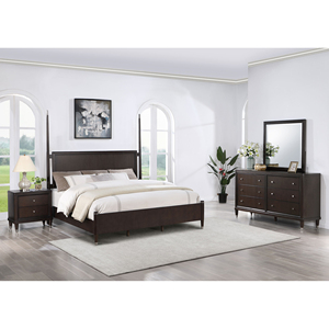 Ensemble de meubles de chambre à coucher de luxe, lit double moderne, style minimaliste, taille king, en bois, pour la maison, l'appartement ou l'hôtel - Product Image 1