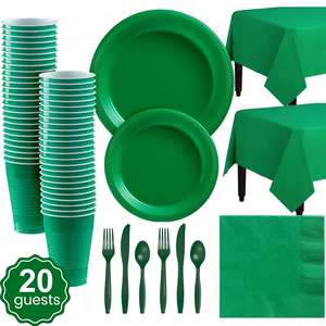 Ensemble de vaisselle jetable personnalisé avec logo, 142 pièces, pour fête d'anniversaire, comprenant assiettes en papier, nappe, gobelets, serviettes, couteaux, fourchettes et cuillères - Product Image 5