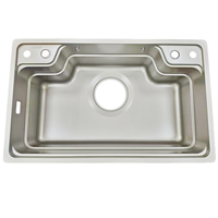 Évier de cuisine multifonctionnel en acier inoxydable Évier de port avec accessoires de travail Style coréen Grand bassin simple 7848