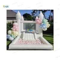 Castillo Inflable Combinado Pastel Bounce con Piscina de Pelotas y Tobogán, Casa Inflable de PVC, Trampolín para Niños