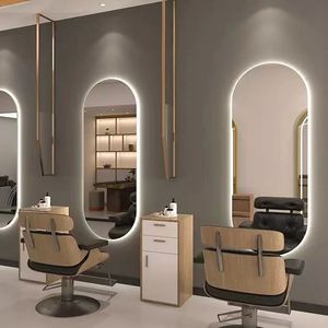 Espejo <span class=keywords><strong>de</strong></span> Pared con Marco Dorado y Luces LED para Salón, Espejo <span class=keywords><strong>de</strong></span> Vanidad Arqueado Retroiluminado para Peluquería y Salón <span class=keywords><strong>de</strong></span> Belleza - Product Image 2