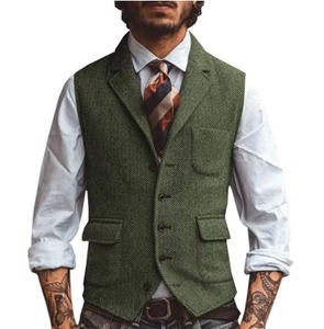 Chaleco Nuevo para Hombre al por Mayor, Color Marrón, con Solapas y Diseño Espigado |   Traje y Chaleco <span class=keywords><strong>de</strong></span> <span class=keywords><strong>Novio</strong></span> para Boda - Product Image 5