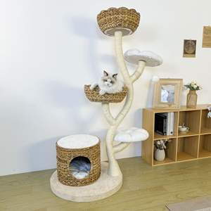 Großes Katzen-Klettergerüst aus Naturholz Handgewebtes Bananenblatt Sisal Langlebiges und Umweltfreundliches Katzenspielzeug - Product Image 6