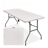 Table pliante portable légère en PEHD moulé par soufflage de 6 pieds pour camping, mariage, fête, banquet en extérieur – Vente en gros