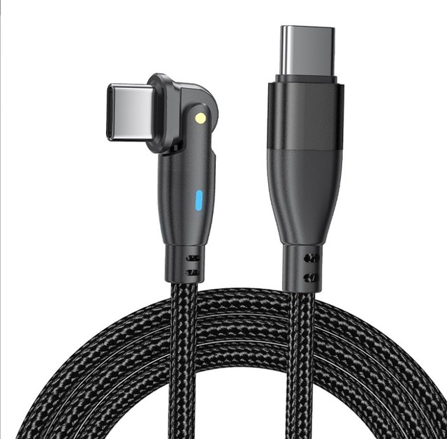 60W 2m 180 Degree Rotating Nylon Braided Cable Charger Rotating Rotate Type-c PD Fast Charging to Type c Cable for iphone 15