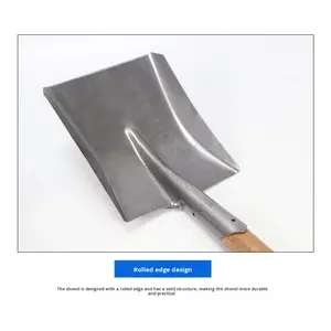 Pala <span class=keywords><strong>de</strong></span> Acero al Manganeso con Cabeza Cuadrada, Color Natural Plateado/Marrón, Mango <span class=keywords><strong>de</strong></span> Madera, Hoja <span class=keywords><strong>de</strong></span> 420 mm x 240 mm, Pala para Obras <span class=keywords><strong>de</strong></span> Construcción - Product Image 3