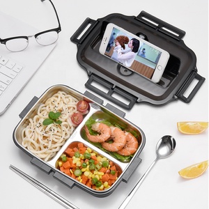 Boîte à lunch isotherme en acier inoxydable 304 pour enfants, avec 3 compartiments, couvercle en PP et couverts – Offre spéciale - Product Image 1