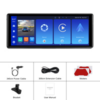 Podofo 10.26'' Caméra de tableau de bord portable sans fil CarPlay Android Auto rotative à 180° 4K double objectif DVR pour voitures, camions, fourgonnettes OEM