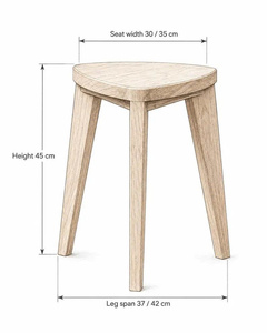 Taburete de Roble Macizo, Asiento de Madera Moderno y Minimalista para Dormitorio y Sala de Estar, Mueble para el Hogar de Diseño Duradero - Product Image 2
