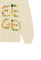 Cardigan décontracté pour homme en tricot doux à col rond brodé de fleurs d'hiver avec logo frontal ODM