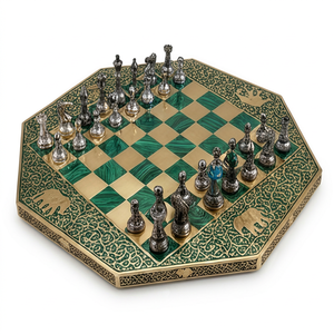 Juego de Ajedrez de Metal con Acabado Brillante, Diseño Tradicional, Escultura Decorativa, Regalo, Juego Hecho a Mano para Mesa - Product Image 1