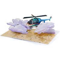 Carte de vœux d'anniversaire 3D pop-up avec un design de nuages et de carte du monde, papier finition mate pour les thèmes de voyage ou d'aventure