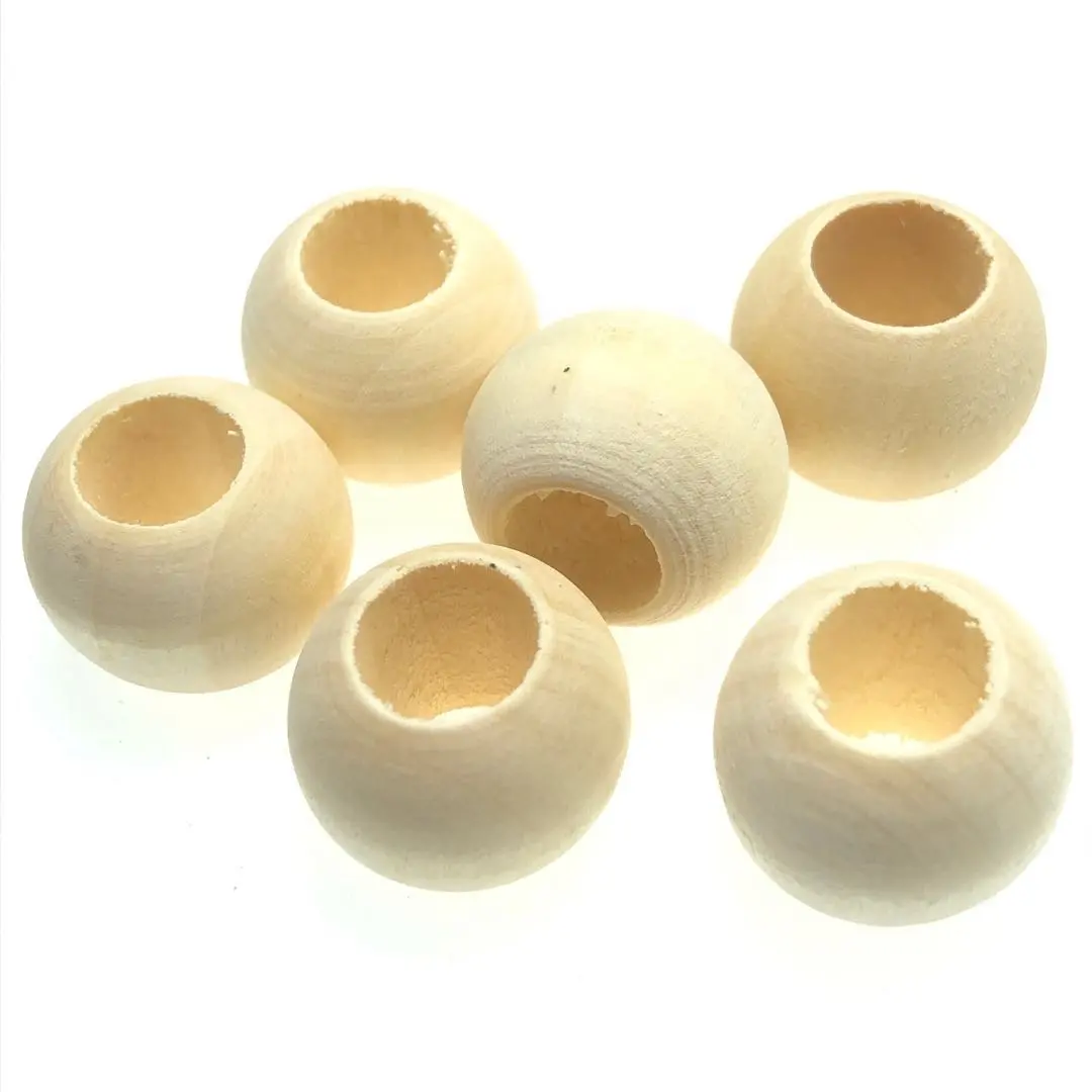 20mm unfinished Wood bead round lotus wooden bead with 10mm big hole for bead garland or crafts DDP shipping acceptable