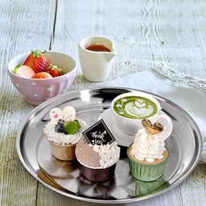 Plateau de service en <span class=keywords><strong>acier</strong></span> inoxydable, prix plus bas, plat rond en métal avec motif végétal pour table, fête ou club - Commande minimum 100 pièces - Product Image 3
