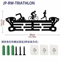 Support mural pour médailles de triathlon, présentoir de médailles en métal découpé au laser avec design de nageur, cycliste, coureur, cadeau pour les triathlètes